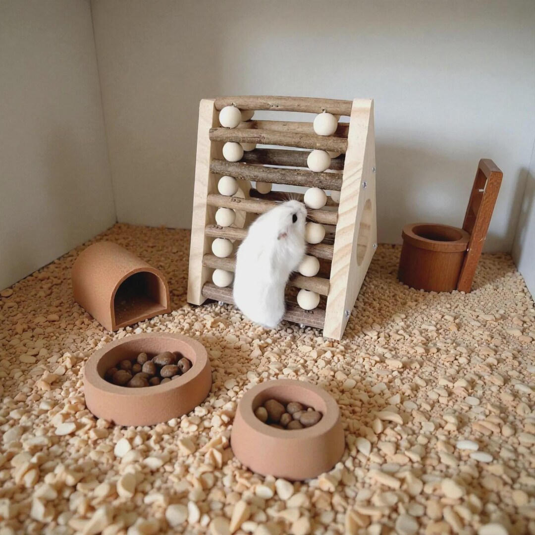 Wooden Hamster Hideout House | Natural Small Pet Hideaway | Hamster ...