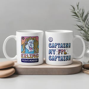 Fantasy Football FPL-mugg | Fotbollsfangåva | Dubbelsidig fotbollsmugg | Fantasy League-mugg | Erling Haaland-tryck | Man City-kaffekopp