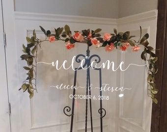 Wedding Welcome Sign V13 clear Acrylic Lucite Customizable names date Weddings Wedding Signs Chalkboard Mirrors rustic wooden calligraphy