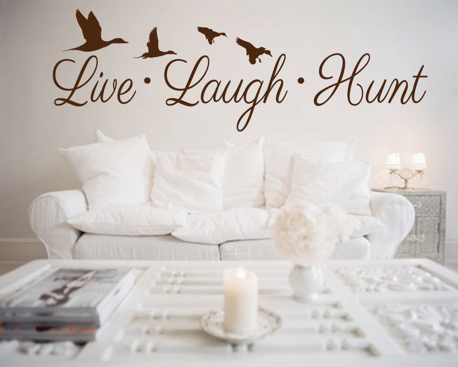 Live Laugh Hunt Duck Wall Decal Mallard, Hunting Decor Living Room
