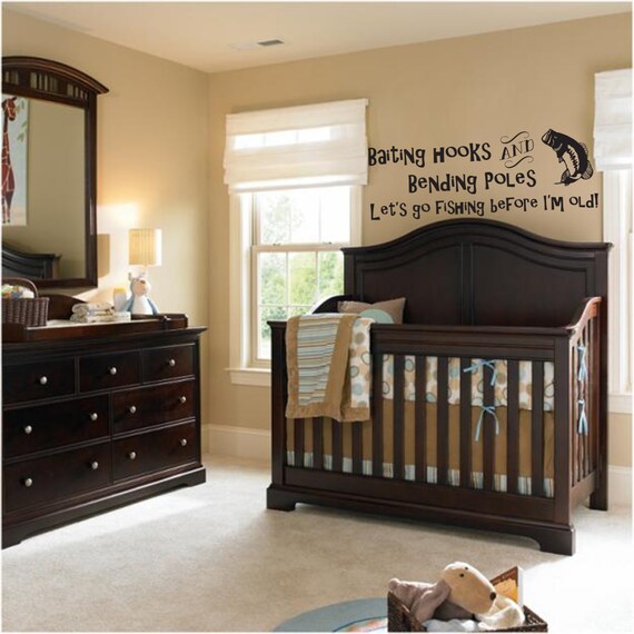 Baiting Hooks Bending Poles Lets Go Fishing Wall Decal-boy Girl