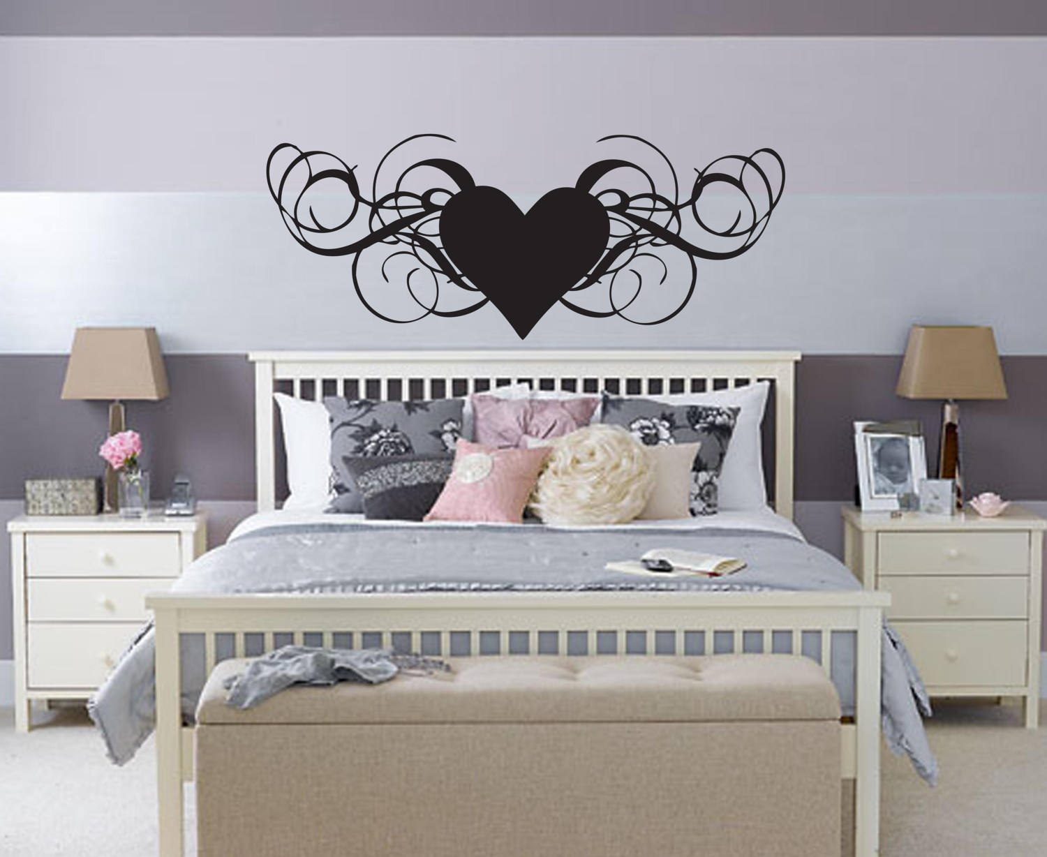 Coeur décoration tête de lit sticker mural literie lit chambre | Etsy