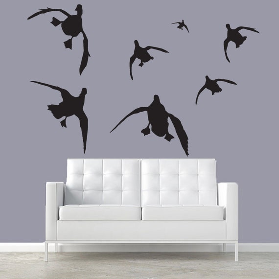Mallard Wall Decal Silhouettes Cupped Ducks Living Room Bedroom Boy Girl Nursery Baby Duck Hunting Décor Truck Car Van