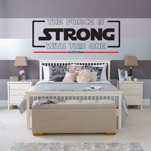 La fuerza es fuerte con este un sable de luz doble pared calcomanía - guardería niños dormitorio decoración etiqueta de la pared