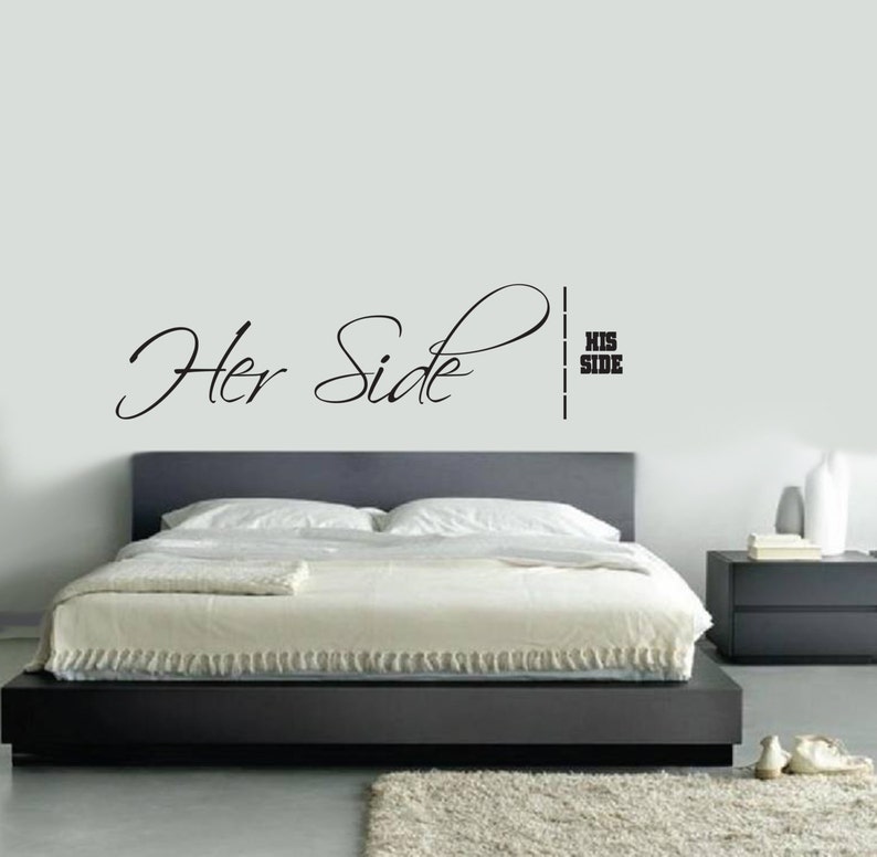 her side his side wall decal master bedroom living room | etsy