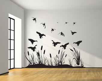 Landing Mallard Wetland Ducks Wall Decal Silhouettes living room, bedroom, Boy Girl Nursery Baby , duck Hunting décor, truck, car, van