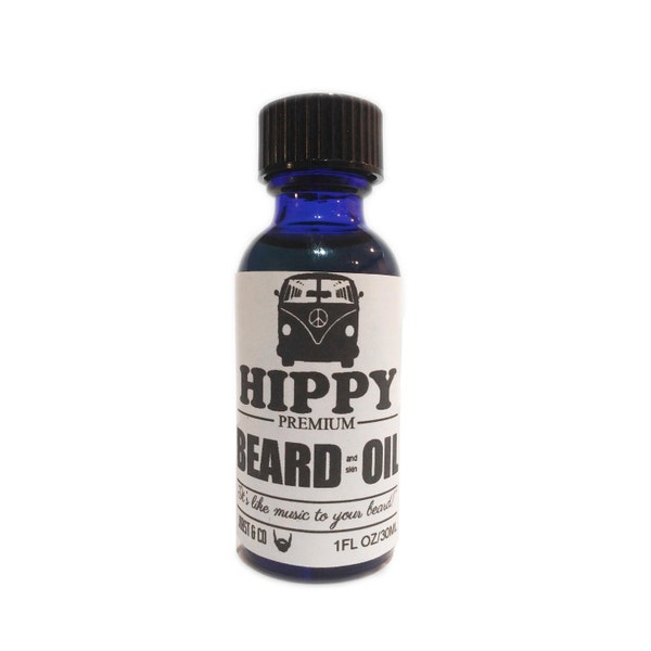 Hippy Hippie Beard Oil 100% all natural fresh scented beard care earthy herbal skin care gifts for men