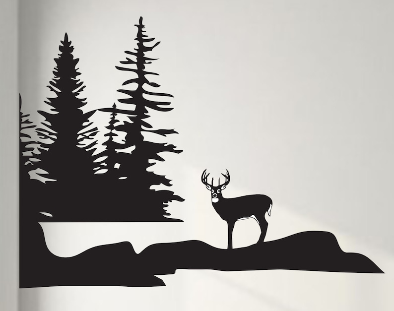 Whitetail Deer Hunting Wall Decal Large Hunter Deer Hunting Etsy