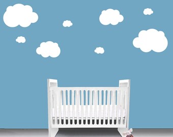 Cloud Wall Decal set - 16 clouds - Puffy Cloud Wall Art- Children Nursery Fairytale Make Believe