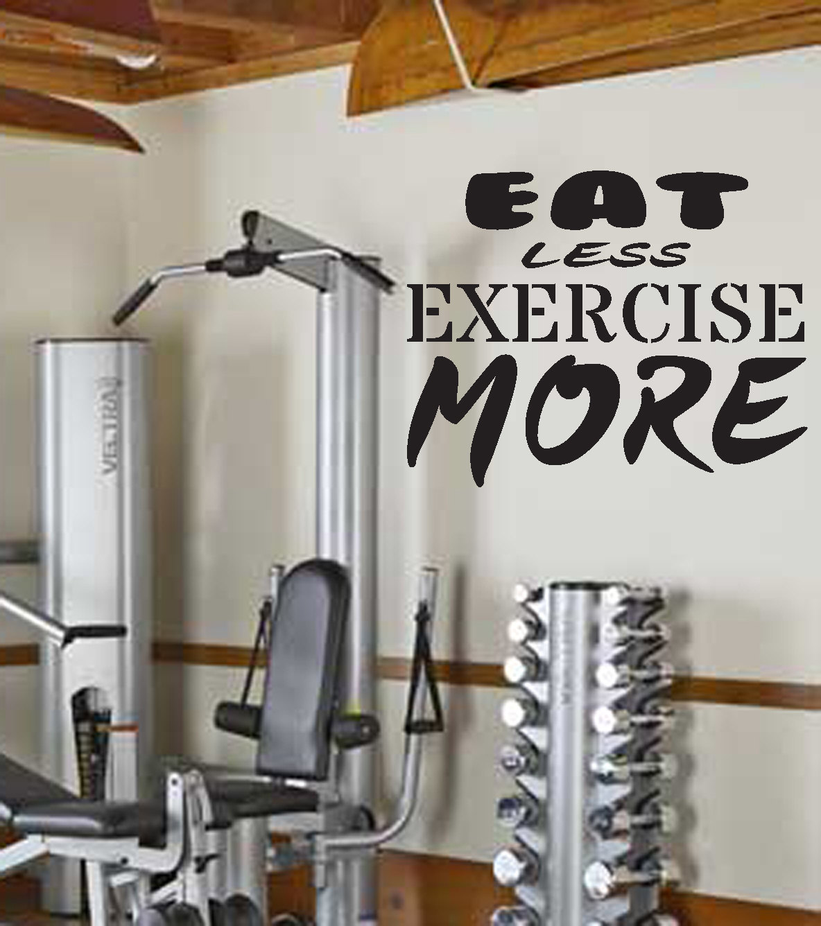 Eat Less Exercise More Wall Refrigerator Decal Dieting Workout Motivation Kitchen Art Yoga Gym Apartment Decor Living Room Art Body Weight Etsy