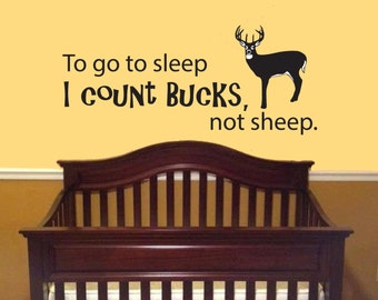 Para ir a dormir me cuenta Bucks no ovejas-Bucks pared calcomanía-chico chica infantil y bebé etiqueta, etiqueta, la caza niños etiqueta de la sala, dormitorio, Living