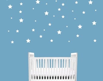 Star Wall Decal set - 76 stars - Twinkle Star Wall Art- Children Nursery Fairytale Make Believe Night Sky daydream