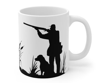 Mallard Duck Hunting Mug | Wetland Ducks | Large Hunter and dog duck hunting | kitchen living room bedroom duck Hunting coffee tea