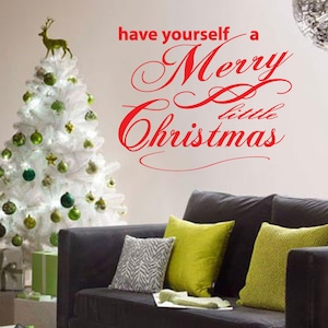 Have yourself a Merry Christmas Wall Decal- living room decor kitchen decorations, Santa, Jesus, children, presents, gifts, carols, winter