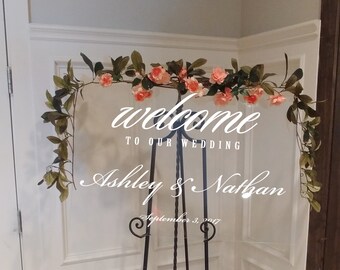 Wedding Welcome Acrylic Lucite Sign Welcome To Our Wedding Customizable names V7 Weddings Wedding Signs Chalkboard Mirrors rustic wooden