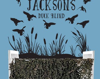 CUSTOM Child's First Duck Blind Mallard Wall Decal baby's eerste wieg naam eenden woonkamer slaapkamer Boy Girl Nursery Baby duck Hunting verhaal