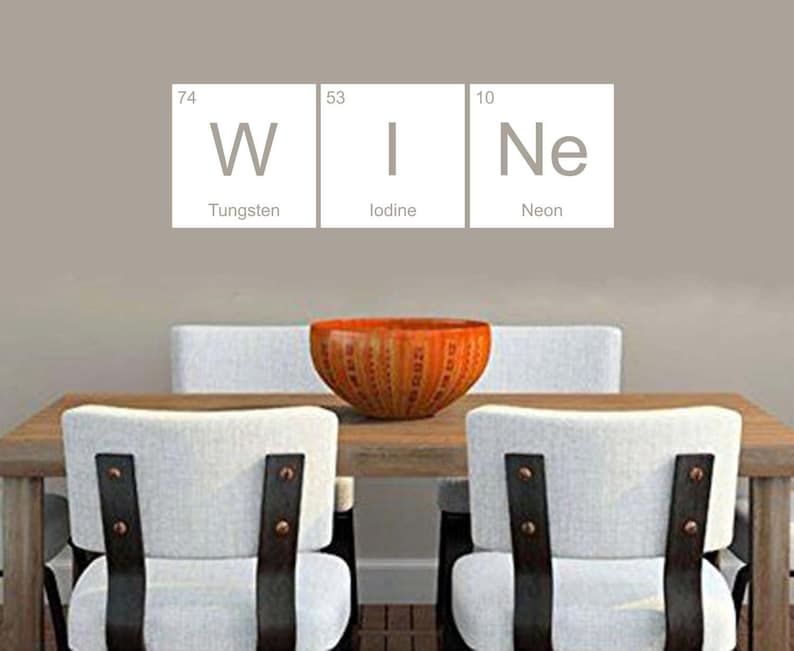 Wine Customizable Wall Decal Periodic Table Elements Rack Glasses Decor Dining Room Kitchen Merlot Art Signs