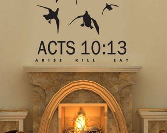 DUCK HUNTING decal- Acts 10:13 Truck Car Decal Vinyl Early morning Duck in flight with bible scripture reference country hunter