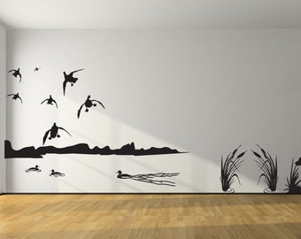 Dog and Duck Wall Decal- Large dog ducks- Boy Girl Nursery Baby, Kids Room Decal, Bedroom, Living man cave mallard golden retriever labrador