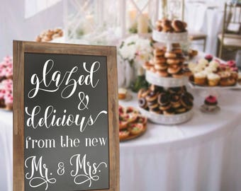 Wedding Donut Bar Welcome Decal for Sign Customized Personalized V1 Wall Vinyl Stickers Weddings Signs Chalkboard Mirrors rustic wooden