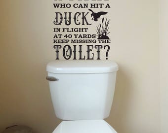 How can a Man Duck Deer customizable funny toilet bathroom Wall Decal living room bedroom Boy Girl Nursery Baby duck Hunting decor rustic