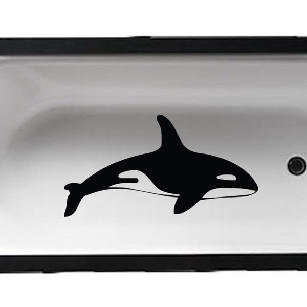 Bathtub Orca Whale- Bathroom Décor Tub Decal – Shower Wet Mirror art Tub soak unwind relax kids bathroom Ocean scene aquatic killer whale