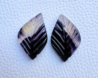 Blatt Fluorit Carving Paar: Natürlicher Edelstein, 34 Karat