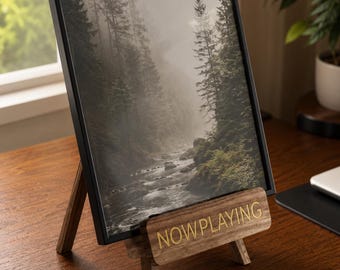 Nu te zien: Vinylplatenstandaard, houten ezel, displayhouder voor LP's, foto's, kunstprints, minimalistische muziekkamerdecoratie, audiofiel cadeau-idee