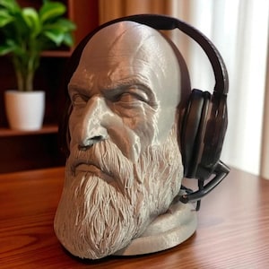 Modern Headphone Stand Holder | Creative Head Statue Figurine Desk Display | Unique Earphone Hanger | Cool Office Decor Gift for Gamers