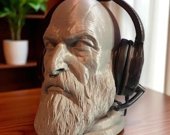 Soporte creativo para auriculares, soporte para cabeza de estatua para escritorio, exhibición única de auriculares, decoración para gamers, organizador de regalos de arte moderno para oficina, exhibición de esculturas