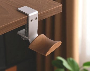 Gancho para auriculares de nogal para escritorio – Soporte para auriculares, colgador de auriculares que ahorra espacio para oficina en casa y juegos, equipo para escritorio de estudio