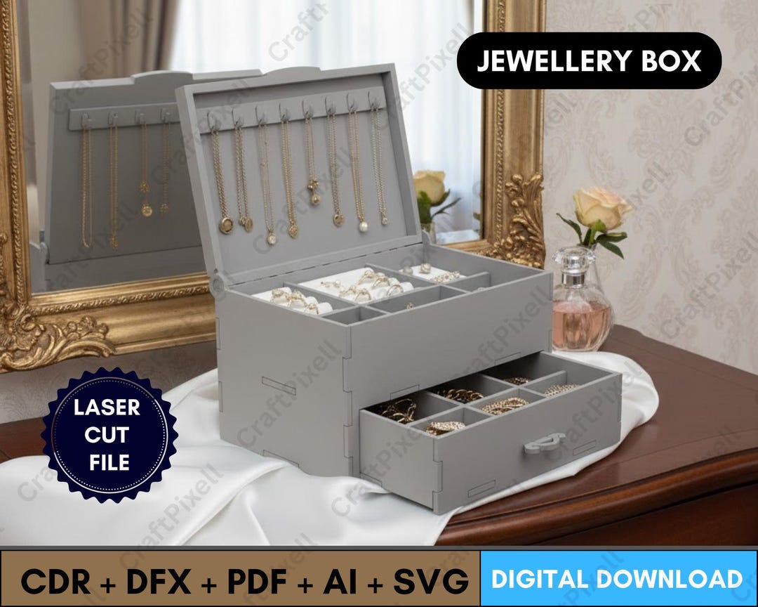 Chest of Drawers Box Laser Cut ( Svg Cdr Dxf Ai Pdf ) Files, Wooden ...