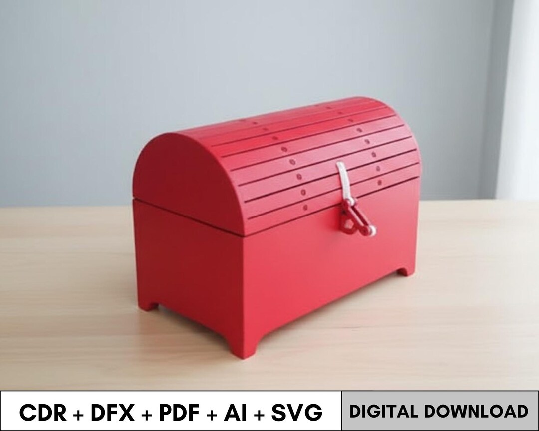 Wooden Treasure Chest Laser Cut File DIY Storage Box for CNC and Laser ...
