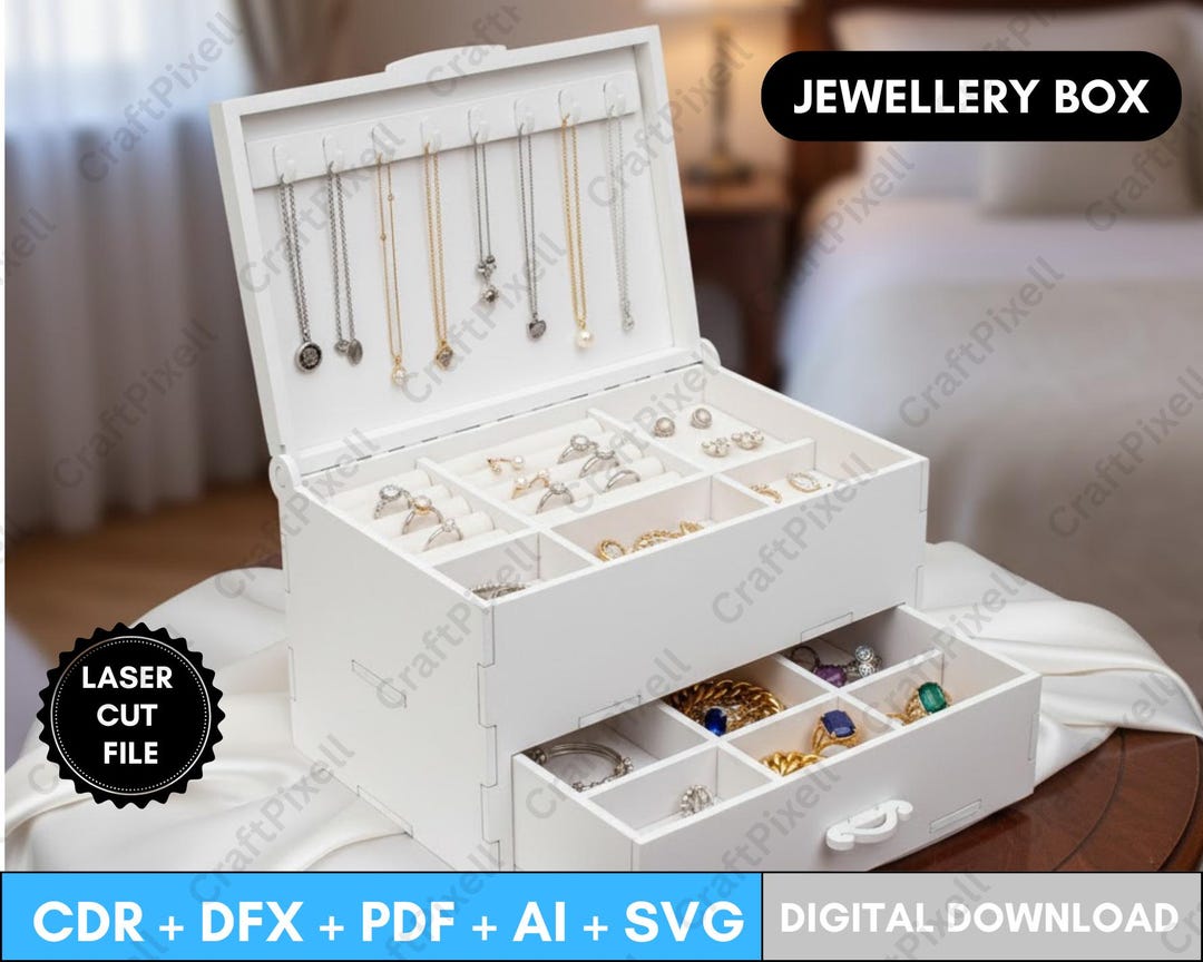 Chest of Drawers Box Laser Cut ( Svg Cdr Dxf Ai Pdf ) Files, Wooden ...