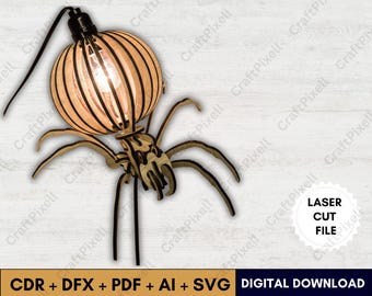 Spinnen-Lampe SVG, Holz Kronleuchter Vorlage, Laser Cut-Datei (Digitaler Download)