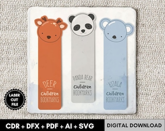 Zakładka do książki "Zwierzę leśne" w formacie SVG, CDR, AI, PDF do cięcia laserowego, Glowforge Crafts | Prezenty do czytania dla dzieci | Urocze zakładki do książek, pliki do pobrania w formacie cyfrowym