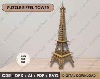 Eiffel Tower Laser Cut File, 3D Puzzle Model (SVG Pattern)