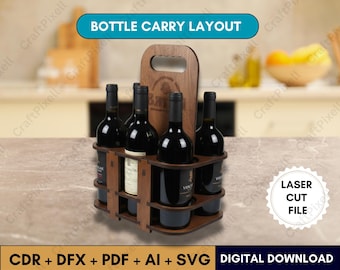 Laser Cut Wine Box SVG Bundle: Engraved Bottle Holder (Digital Download)