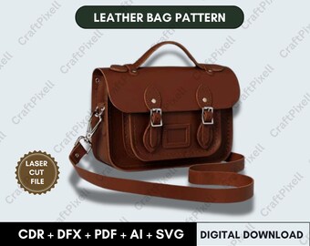 Patroon leren tas, lasergesneden bestand (digitale download)