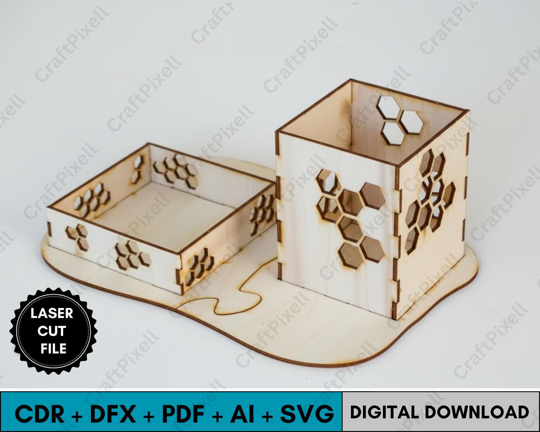 Laser Cut Desk Organizer SVG Dxf Cdr Ai Pdf Files, Multifunctional ...