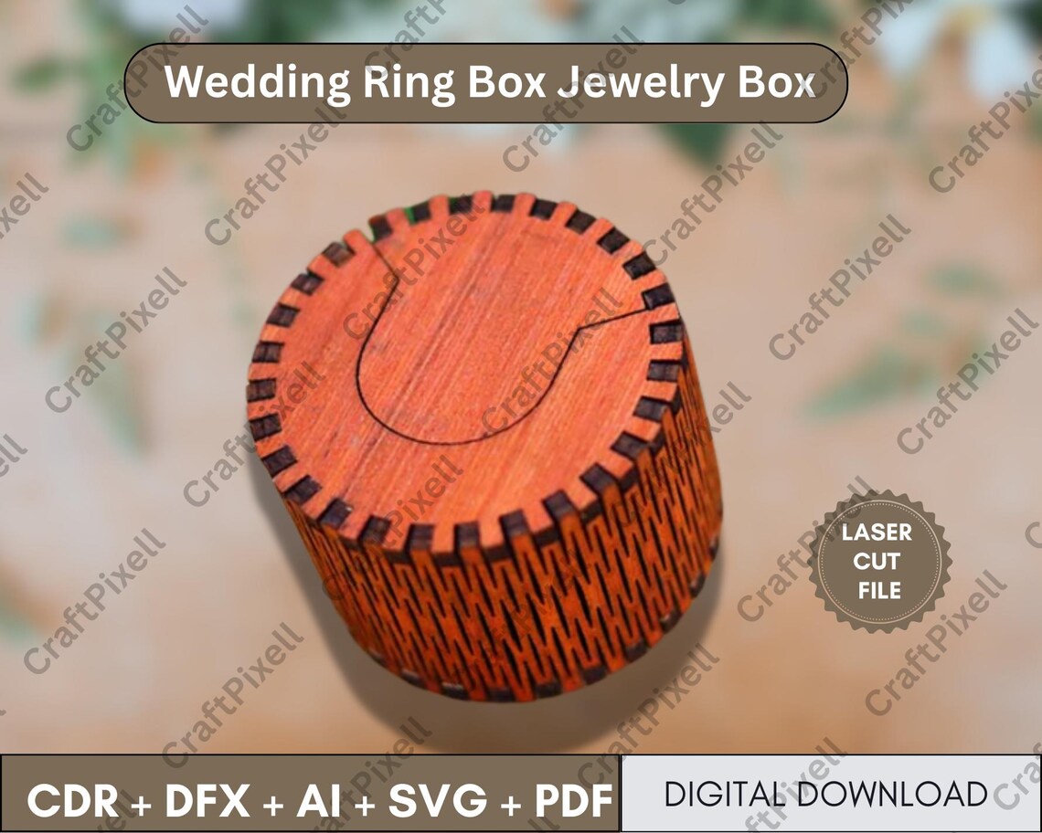Wedding Ring Box SVG, Laser Cut File, Wooden Jewelry Box Pattern - Etsy
