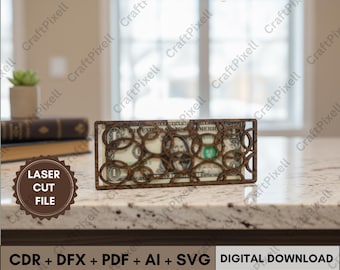Wedding money envelope ( Svg Cdr Dxf Ai Pdf ) laser cut file, digital cutting template for Glowforge, Cricut, Silhouette, gift card holder