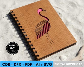 Laser Cut Notebook Cover Svg Cdr Dxf Ai Pdf Template for Wood Engraving | Wooden Journal Cover Design | Personalized Diary Laser File