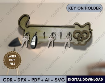 Laser Cut Key Holder SVG Bundle, Animal Designs (Digital Download)