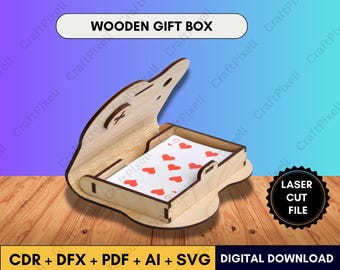 Laser Cut Business Card Box SVG with Living Hinge (Digital Download)
