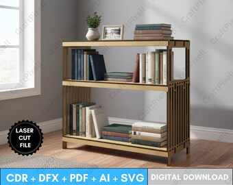 Bookcase Organizer stand Laser Cut File( Svg Cdr Dxf Ai Pdf )Free Standing Book Shelf Pattern,Mini Book Nook Display,Wooden Book Stand Decor