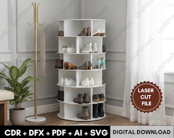 Rotating Shoe Rack Laser Cut Files – CNC, Glowforge (Digital Download)