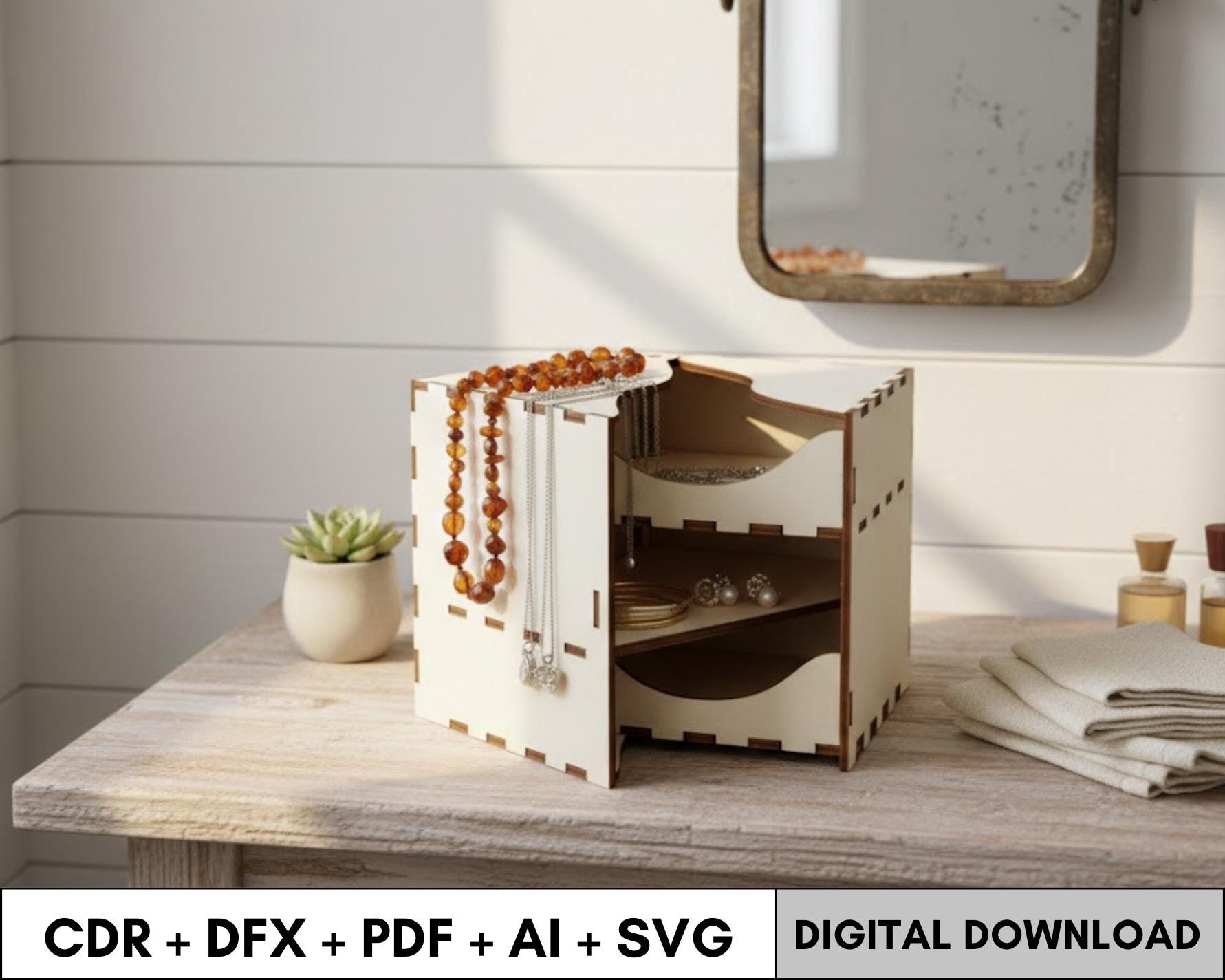Laser Cut Wooden Jewelry Box File With Drawers for Laser Cutting ...