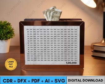 Arquivos de corte a laser para cofrinho Target, SVG, CDR, DXF, AI, PDF para Glowforge e xTool, modelo digital para cofrinho, planos para cofrinho de madeira