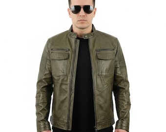 ブラウンシアリングカラーレザージャケット メンズ 冬用バイカーコート